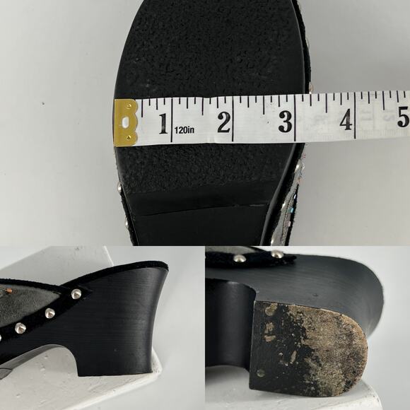 Steve Madden Firey Beaded Wooden Studded Slip On Clogs Western Boho Chic Size 7 - Picture 14 of 16